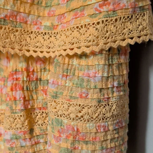 Aerie Floral Lace Trim Mini Skirt - Peach and Pink - Picture 3 of 7